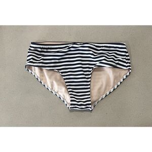 Albion Fit Black White Striped Bikini Style Swim Bottoms Size Small